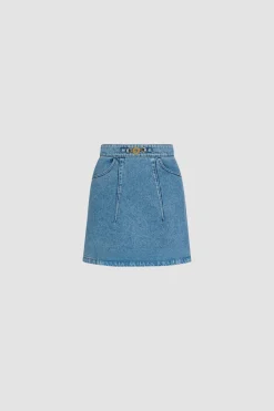 A-line mini skirt in cotton denim