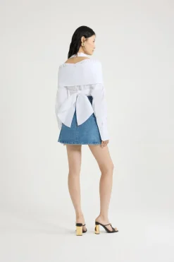 A-line mini skirt in cotton denim