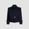 Belted jacket in sustainable technical wool twill