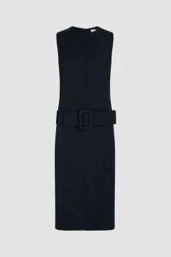 Belted midi dress in lightweight recycled nylon