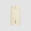 Belted midi skirt in cotton denim