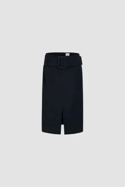 Belted midi skirt in lightweight recycled nylon