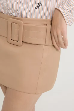 Belted mini skirt in organic cotton twill