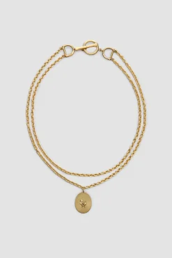 Bocca charm necklace in gold-plated brass