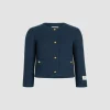 Boxy collarless jacket in lightweight organic cotton tweed