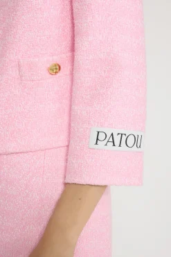 Boxy collarless jacket in lightweight organic cotton tweed