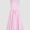Buttoned midi dress in organic cotton poplin