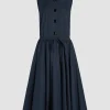 Buttoned midi dress in organic cotton poplin