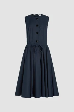 Buttoned midi dress in organic cotton poplin