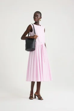 Buttoned midi dress in organic cotton poplin