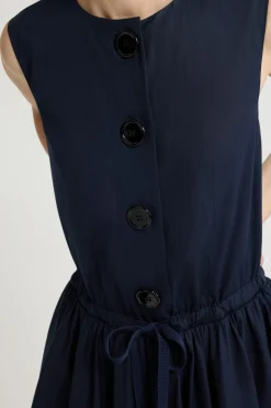 Buttoned midi dress in organic cotton poplin