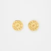 Coin clip earrings in gold-plated brass