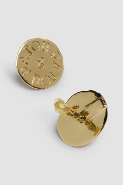 Coin clip earrings in gold-plated brass