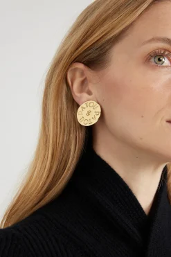 Coin clip earrings in gold-plated brass