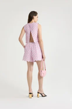 Crop top in printed quilted sustainable viscose blend