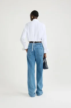 Cropped safari shirt in organic cotton poplin