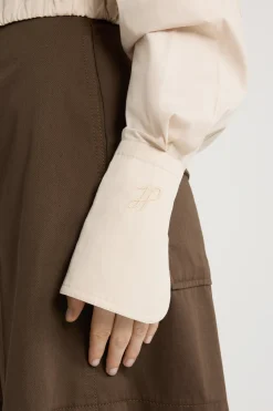 Cropped safari shirt in organic cotton poplin