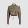 Cropped safari shirt in recycled faille