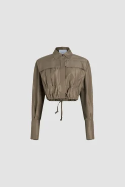 Cropped safari shirt in recycled faille