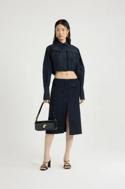 Cropped safari shirt in recycled faille