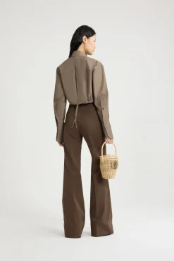 Cropped safari shirt in recycled faille