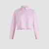 Cropped scalloped shirt in organic cotton poplin
