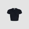 Draped cropped t-shirt in stretch organic cotton