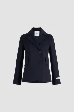 Fitted belted jacket in sustainable technical wool twill