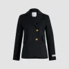 Fitted belted jacket in sustainable technical wool twill