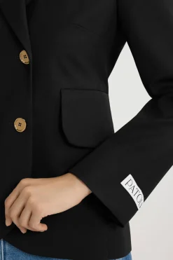 Fitted belted jacket in sustainable technical wool twill
