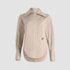Fitted shirt in printed organic cotton poplin