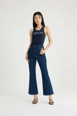 Flared trousers in organic cotton denim