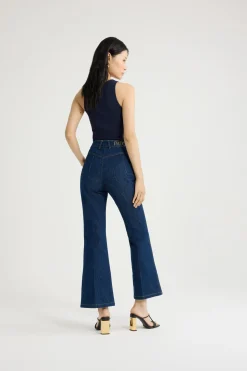 Flared trousers in organic cotton denim