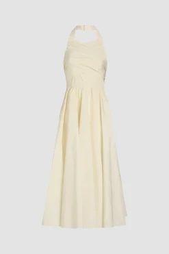 Halterneck maxi dress in recycled faille