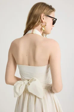 Halterneck maxi dress in recycled faille