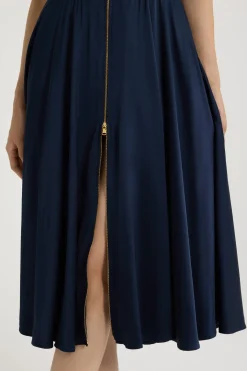 Halterneck midi dress in satin