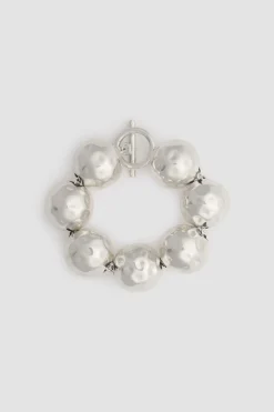 Hammered sphere bracelet in silver-plated brass