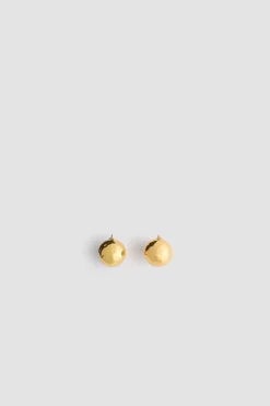 Hammered sphere earrings in gold-plated brass