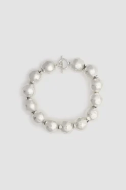 Hammered sphere necklace in silver-plated brass