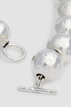 Hammered sphere necklace in silver-plated brass