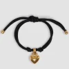 Heart bracelet in gold-plated brass and cotton