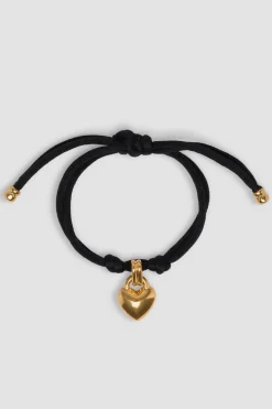 Heart bracelet in gold-plated brass and cotton