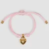 Heart bracelet in gold-plated brass and cotton