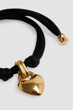 Heart bracelet in gold-plated brass and cotton
