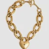 Heart chain necklace in gold-plated brass