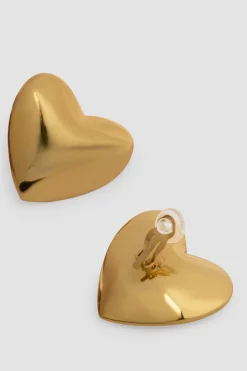 Heart clip-on earrings in gold-plated brass