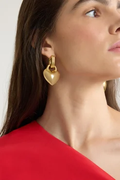 Heart hoop earrings in gold-plated brass
