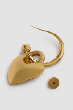Heart single hoop earring in gold-plated brass