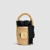Iconic bucket bag in raffia