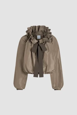 Iconic drawstring top in recycled faille